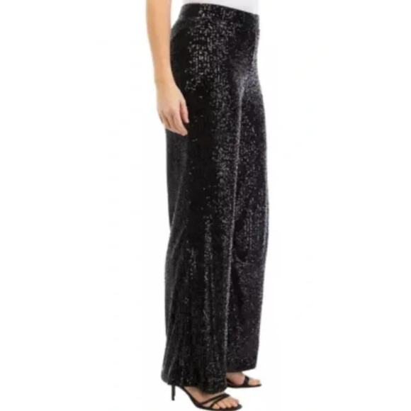 TRUTH by Republic jet black noir fully sequin embellished bootcut trouser pants - Picture 11 of 11